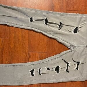Boohoo Mens Distressed Gray Pants